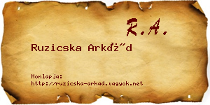 Ruzicska Arkád névjegykártya